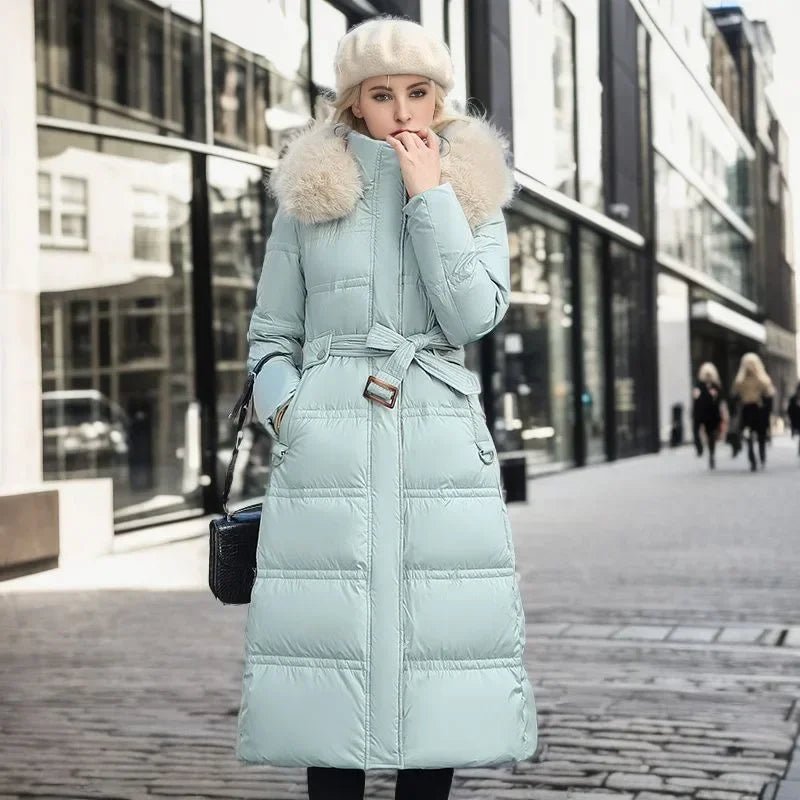 2024 Frauen neue Jacke Parkas Pelz kragen Daunen Baumwoll jacke Winter Kapuze lange Parka warme weibliche gepolsterte Jacke Freizeit Outwear - Blockshop.store