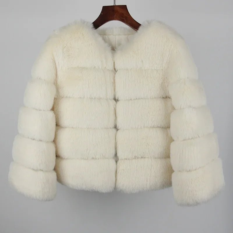 2024 Kunst pelzmantel neue Luxusmarke Winter jacke Frauen elegante dicke warme Oberbekleidung Streetwear gefälschte Fuchs Kaninchen fell Mode - Blockshop.store