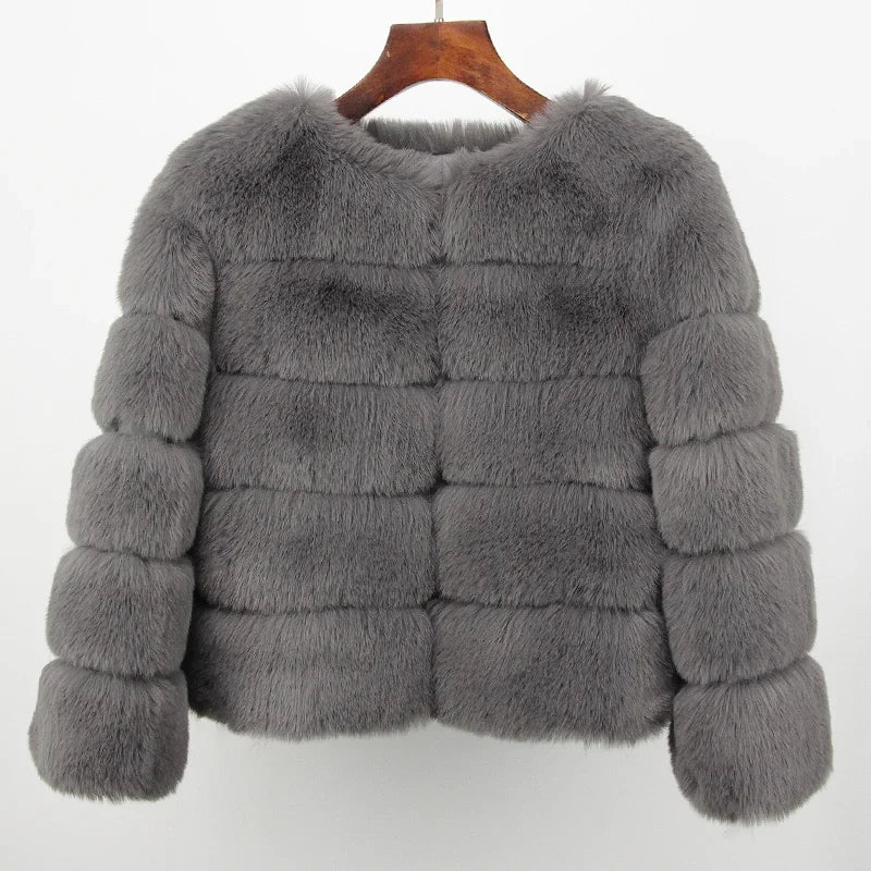 2024 Kunst pelzmantel neue Luxusmarke Winter jacke Frauen elegante dicke warme Oberbekleidung Streetwear gefälschte Fuchs Kaninchen fell Mode - Blockshop.store