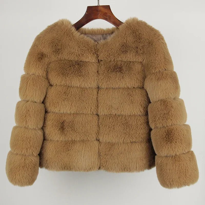 2024 Kunst pelzmantel neue Luxusmarke Winter jacke Frauen elegante dicke warme Oberbekleidung Streetwear gefälschte Fuchs Kaninchen fell Mode - Blockshop.store