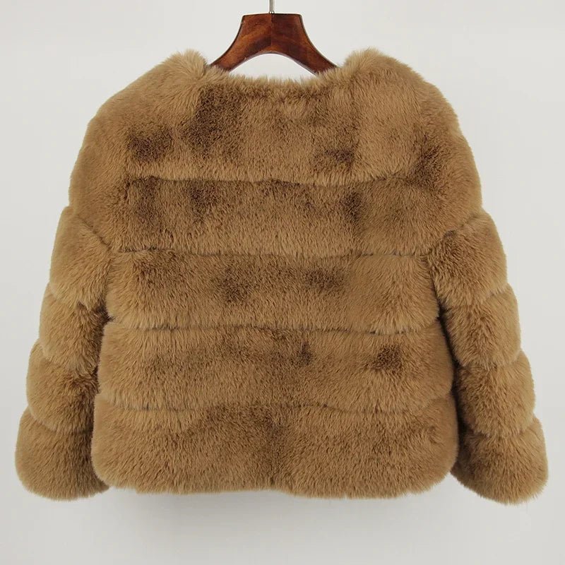 2024 Kunst pelzmantel neue Luxusmarke Winter jacke Frauen elegante dicke warme Oberbekleidung Streetwear gefälschte Fuchs Kaninchen fell Mode - Blockshop.store