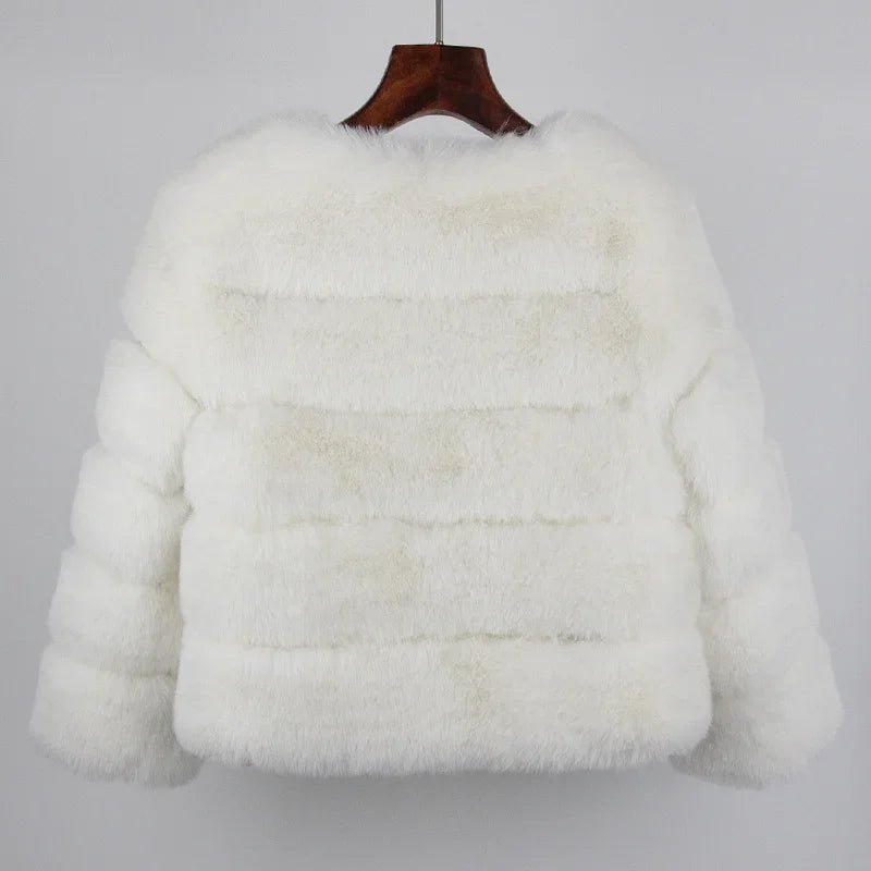 2024 Kunst pelzmantel neue Luxusmarke Winter jacke Frauen elegante dicke warme Oberbekleidung Streetwear gefälschte Fuchs Kaninchen fell Mode - Blockshop.store