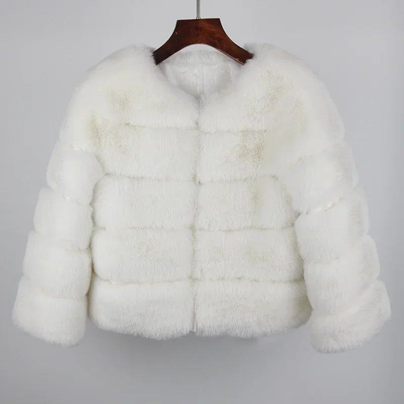 2024 Kunst pelzmantel neue Luxusmarke Winter jacke Frauen elegante dicke warme Oberbekleidung Streetwear gefälschte Fuchs Kaninchen fell Mode - Blockshop.store