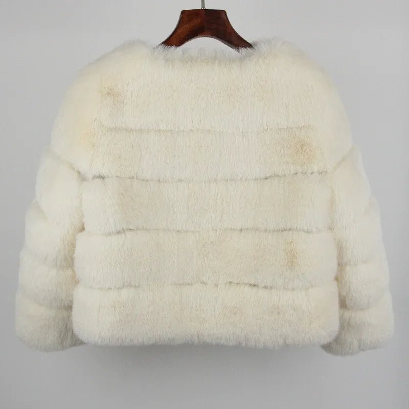 2024 Kunst pelzmantel neue Luxusmarke Winter jacke Frauen elegante dicke warme Oberbekleidung Streetwear gefälschte Fuchs Kaninchen fell Mode - Blockshop.store