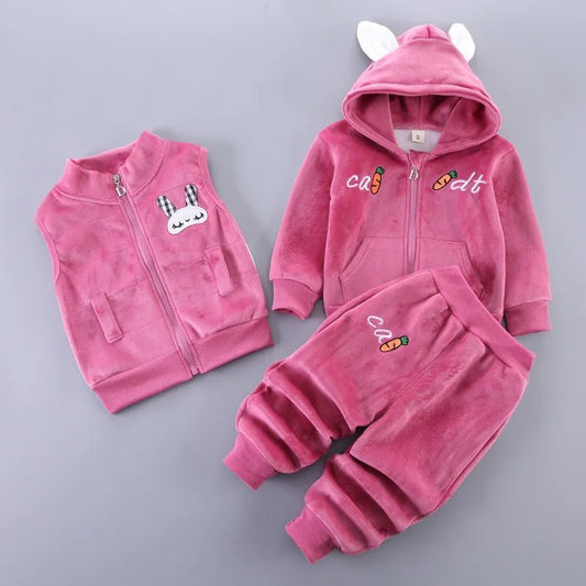 2024 neue Baby Mädchen Kleidung Herbst Winter Mädchen Kleidung setzt niedlichen Cartoon Mantel Weste Hosen Prinzessin Anzug Kinder kleidung - Blockshop.store