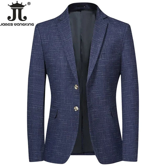 2024 neue Herrenmode Boutique dunkel kariert lässig Business Anzug Jacke Bräutigam Hochzeits kleid formellen Blazer männlich blau grau schwarz - Blockshop.store