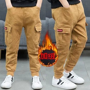2024 neue Mode Teen Jungen Cargo hose Herbst Winter verdicken Jungen Hose lässig Kinder Sport hose 4 - 13 Jahre Kinder kleidung - Blockshop.store
