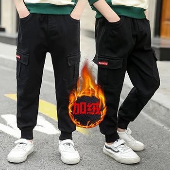 2024 neue Mode Teen Jungen Cargo hose Herbst Winter verdicken Jungen Hose lässig Kinder Sport hose 4 - 13 Jahre Kinder kleidung - Blockshop.store