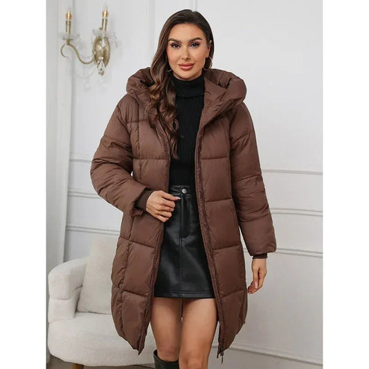 2024 neue Winter Frauen Lange Parkas Taschen Dicke Warme Mit Kapuze Unten Baumwolle Mantel Weibliche Lose Puffer Jacken Winddicht Schnee Mantel - Blockshop.store