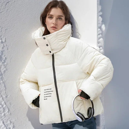 2024 neue Winter Modische Abgeschnitten Unten Baumwolle gefütterte Jacke Für Frauen Stil Puffer Mantel Verdickt Warme Lose - fit mit Kapuze Parkas - Blockshop.store