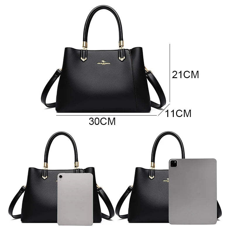 2024 New Genuine Leather Handbag High Quality Women Crossbody Shoulder Bags Designer Large Capacity Casual Tote Bag Sac A Main - Blockshop.store