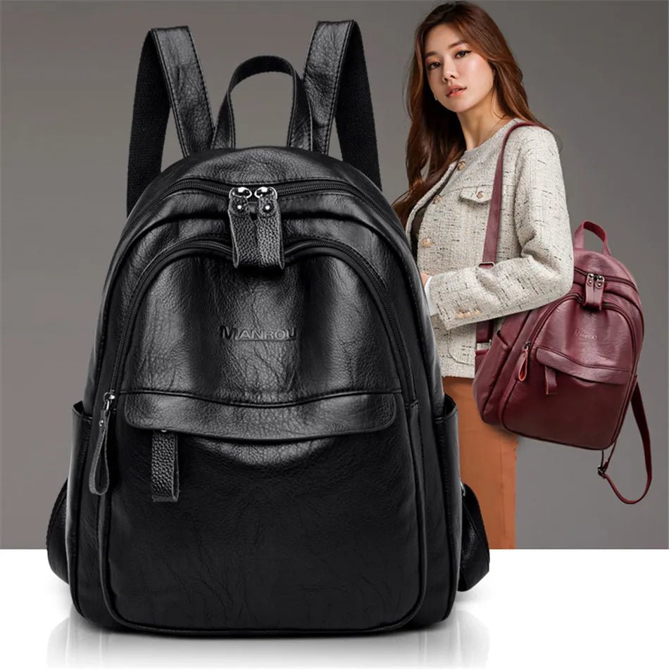 2024 weibliche Leder rucksäcke hochwertige Damen rucksäcke Luxus designer große Kapazität lässig Tages rucksack Mädchen Mochi las sac a dos - Blockshop.store