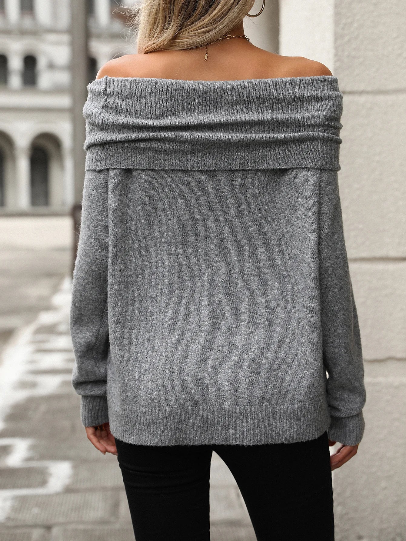 2025, Winter Casual Rollkragen Gestrickte Pullover Für Frauen Solide Langarm Pullover Damen Herbst Trend Warm Off Schulter Jumper - Blockshop.store