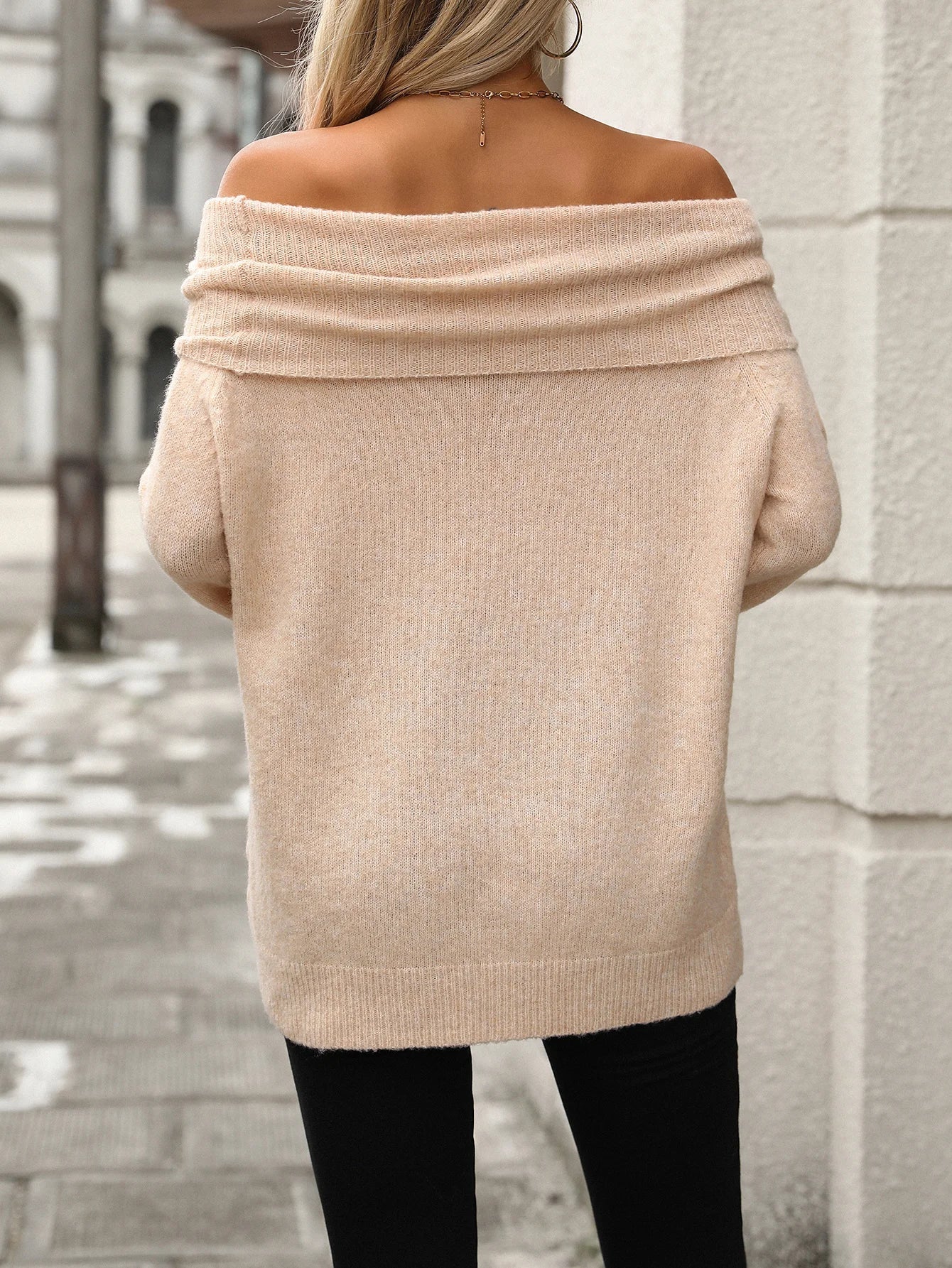 2025, Winter Casual Rollkragen Gestrickte Pullover Für Frauen Solide Langarm Pullover Damen Herbst Trend Warm Off Schulter Jumper - Blockshop.store