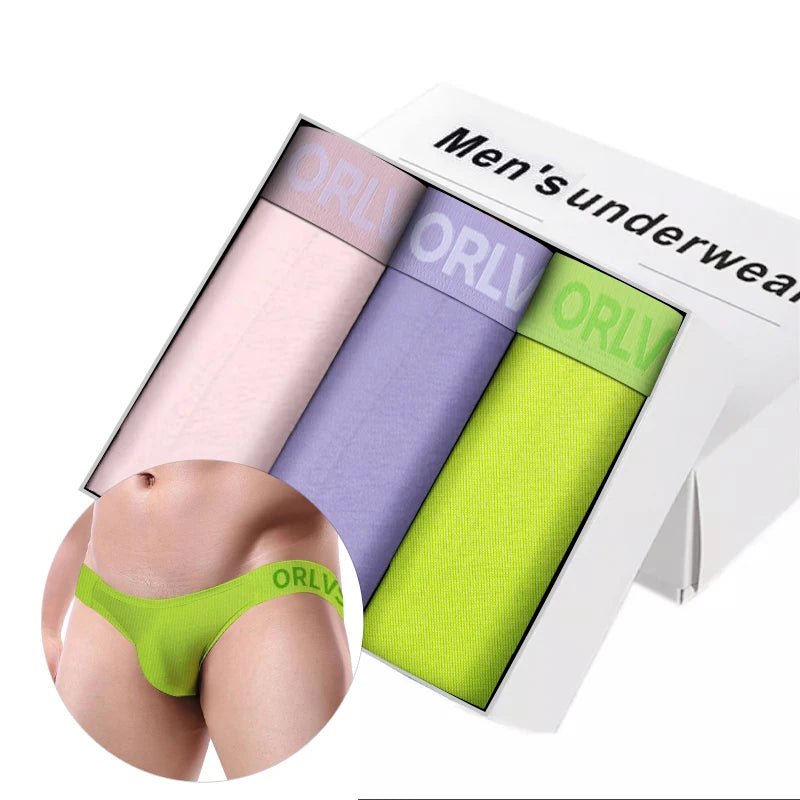 3 Stück Herren unterwäsche modal bequem und atmungsaktiv Immergrün lila passend zu niedriger Taille Hüftlift sexy Slips Jugend unterwäsche - Blockshop.store