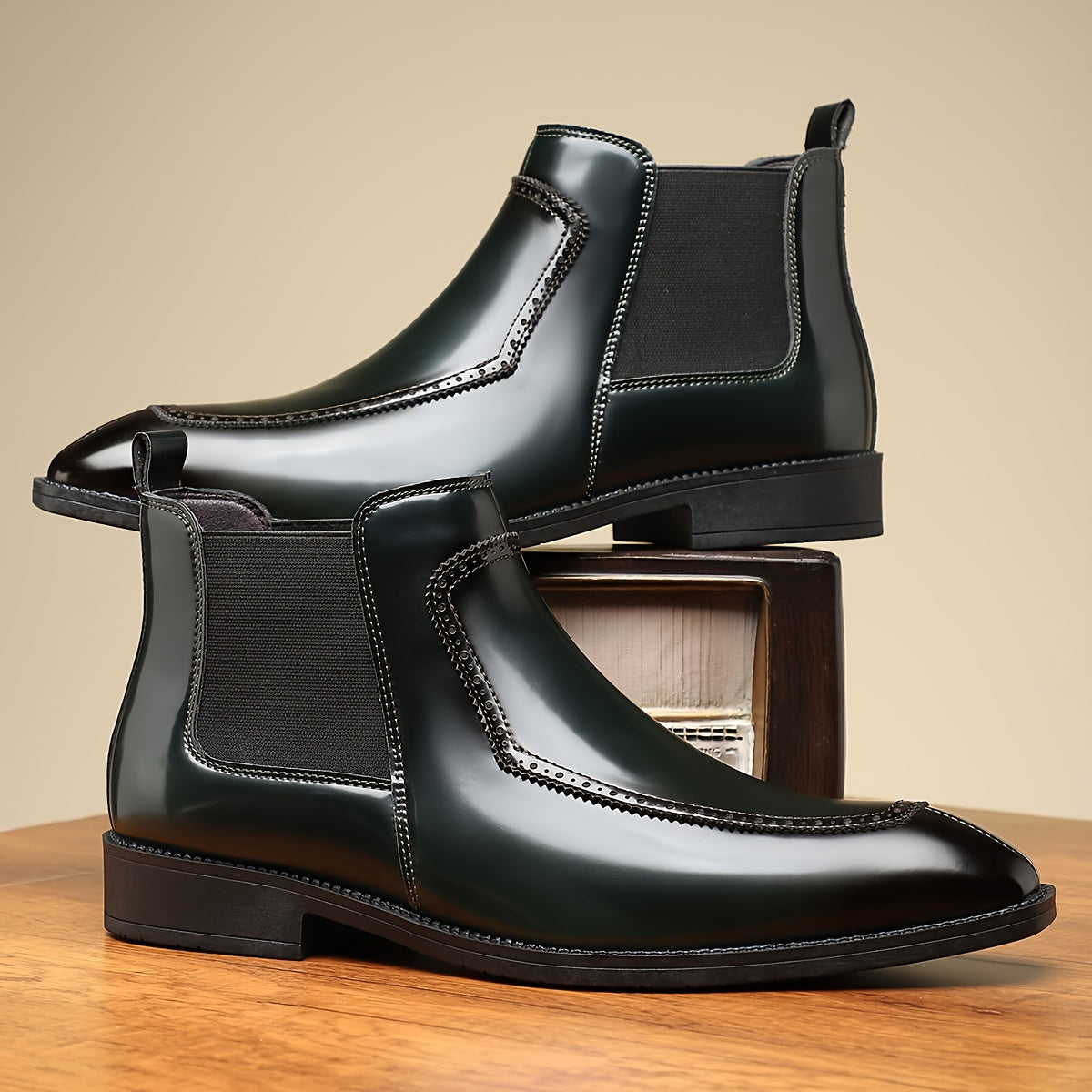 Men's Chelsea Boots: Casual Style, Plain Design, PU Leather, Rubber Sole, Short Ankle Height, PU Lining, Suitable for Men, Perfect for Daily Wear