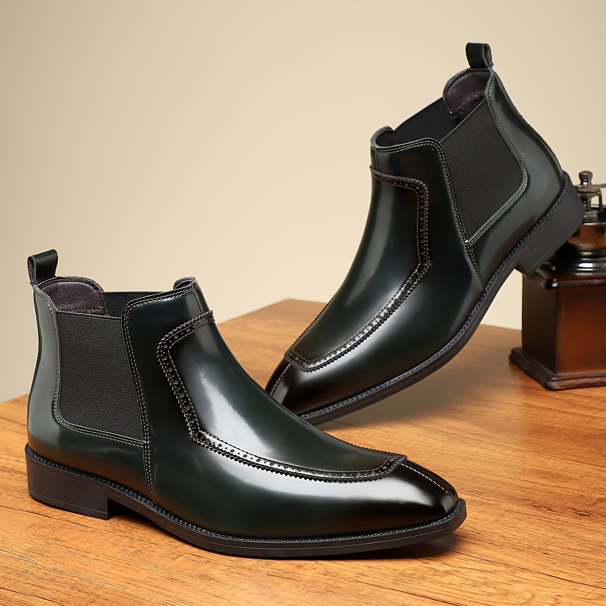 Men's Chelsea Boots: Casual Style, Plain Design, PU Leather, Rubber Sole, Short Ankle Height, PU Lining, Suitable for Men, Perfect for Daily Wear