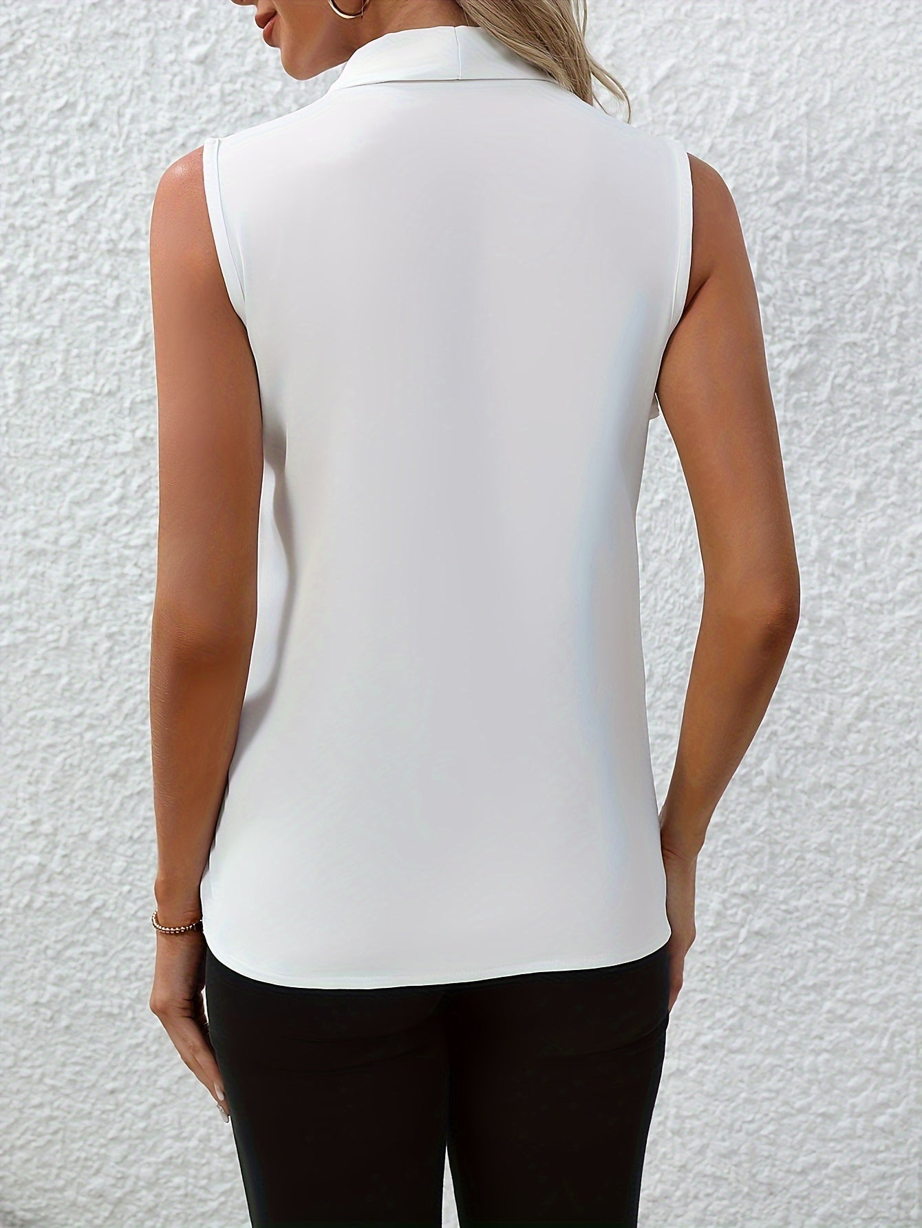 Chic V-neck Blouse, Elegant Sleeveless Top For Spring & Summer, Women's Clothing