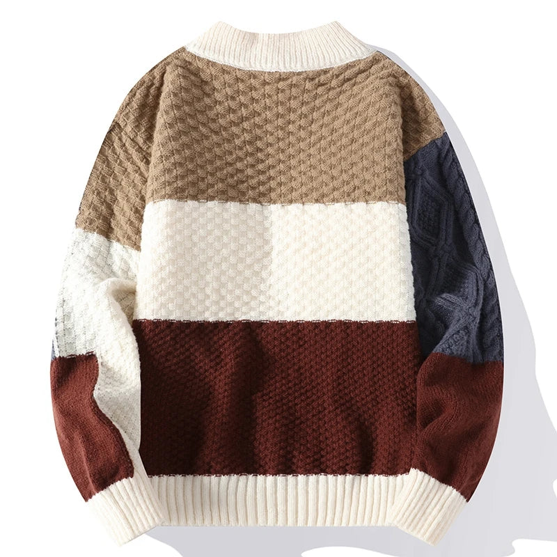 Neue Herbst Winter Pullover Männer Mode Patchwork Gestrickte Pullover Herren O Hals Casual Pullover Streetwear Stricken Pullover Mann