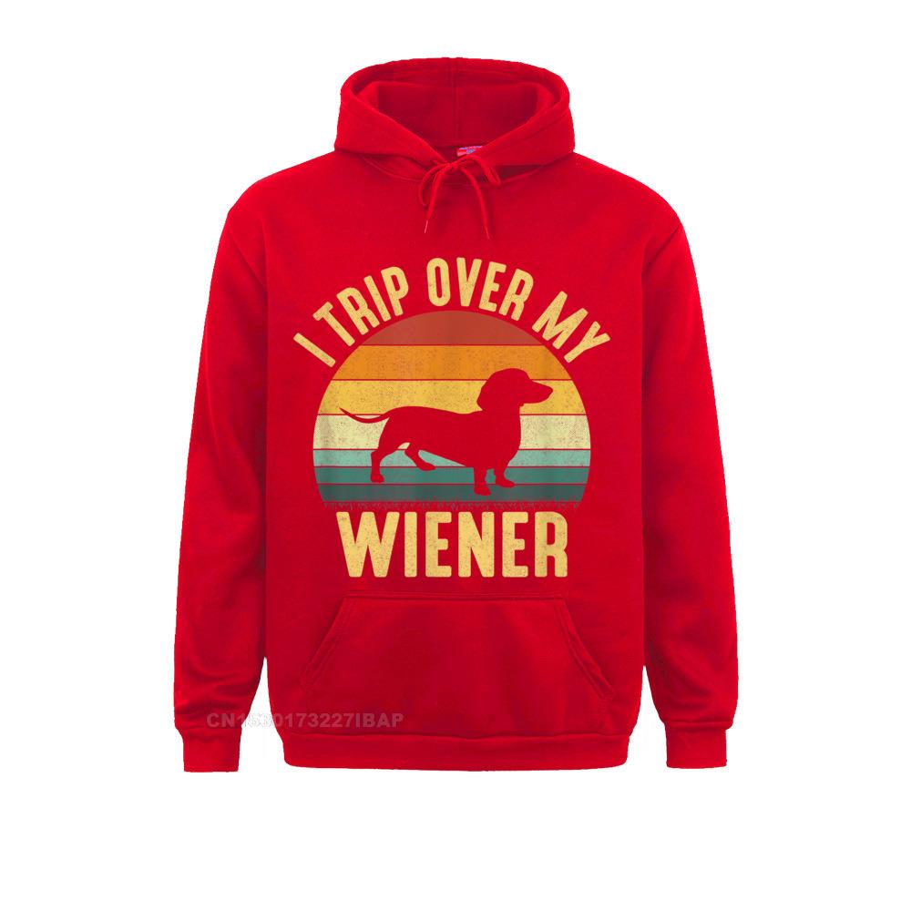 I Trip Over My Weiner Funny Dachshund T-Shirt Sweatshirts Autumn Hoodies Long Sleeve New Arrival Group Hoods Youthful Men's