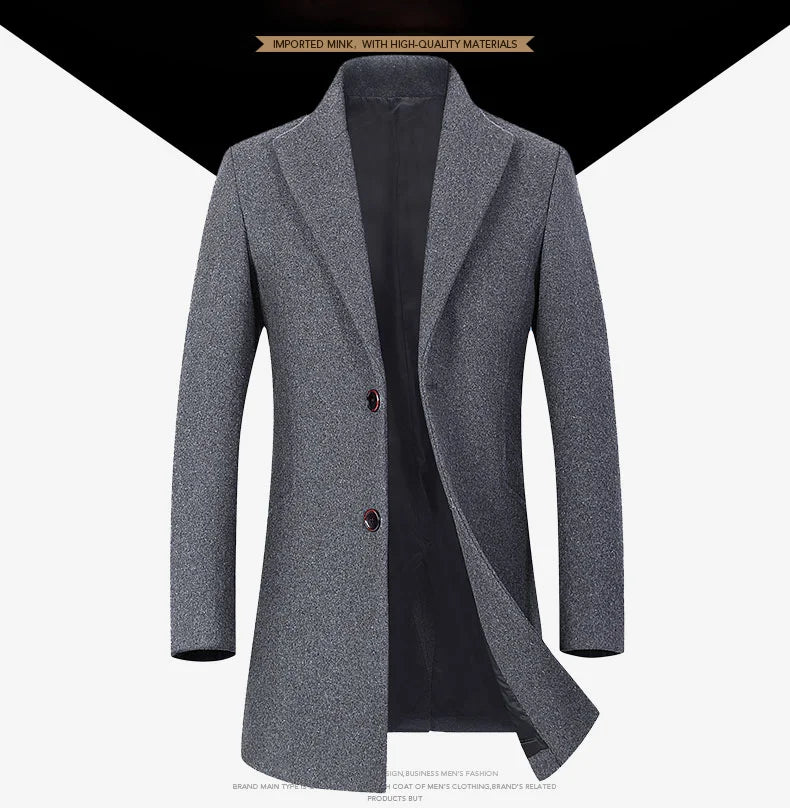 Herbst & Winter Boutique Wolle Mode einfarbig Herren lässig Business Woll mantel Jacke verdickt und warm Herren Trenchcoats