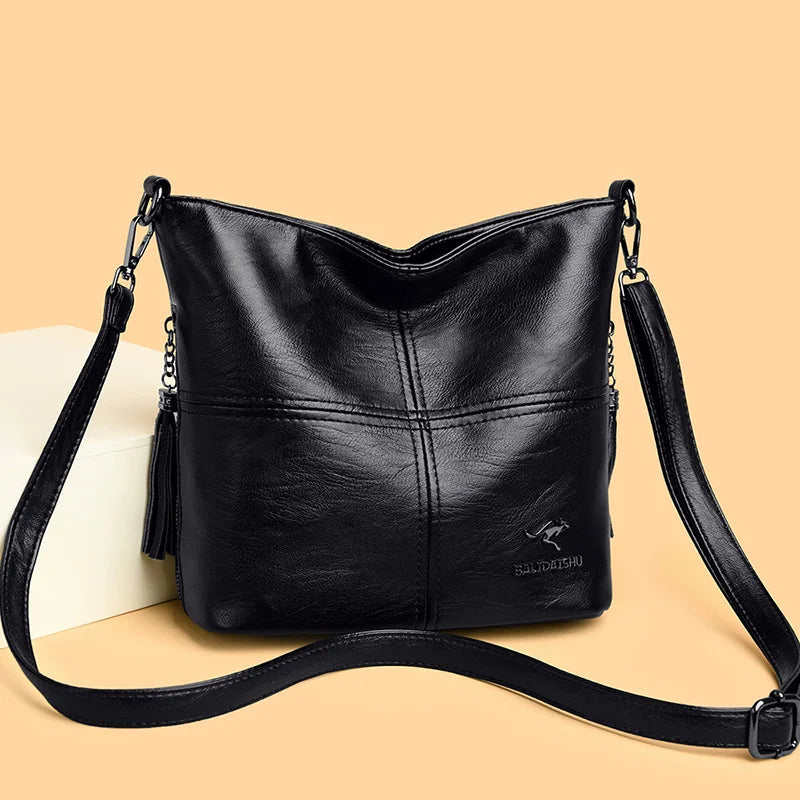 Einfache Eimertasche, Pu-Leder, Umhängetasche für Damen, 2024, Winter-Geldbörsen und Handtaschen, Luxus-Designer, elegante weibliche Umhängetasche