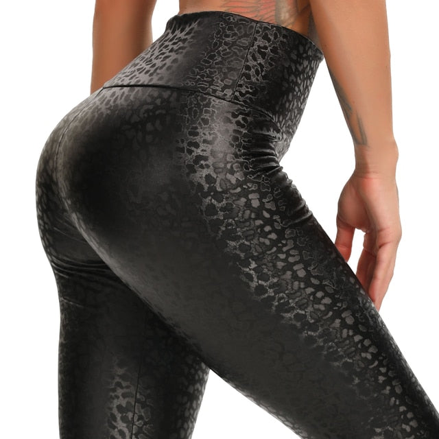 Hot Women PU Leather Leggings Black Leather Pencil Pants Women High Waist Sexy Skinny Thin Leather Trousers Stretchy Leggings