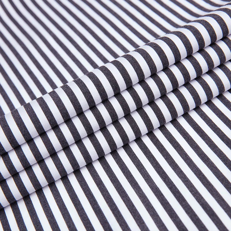 Men&#39;s Non-Iron Long-Sleeve Striped Dress Shirt Pocketless Design Comfortable 100% Cotton Business Casual Standard-fit Shirts