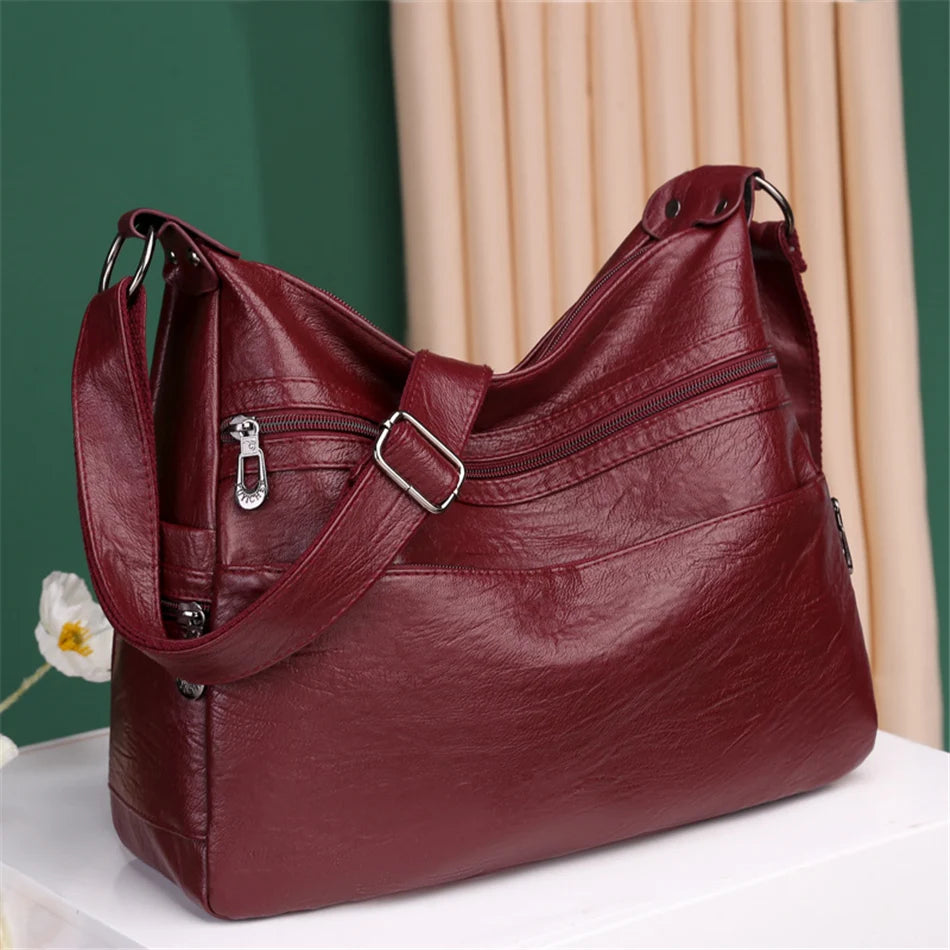 Luxus Pu Leder Messenger Tasche Vintage Frauen Hand Tasche Große Kapazität Casual Hobo Handtasche Geldbörse Weibliche Crossbody Schulter Taschen