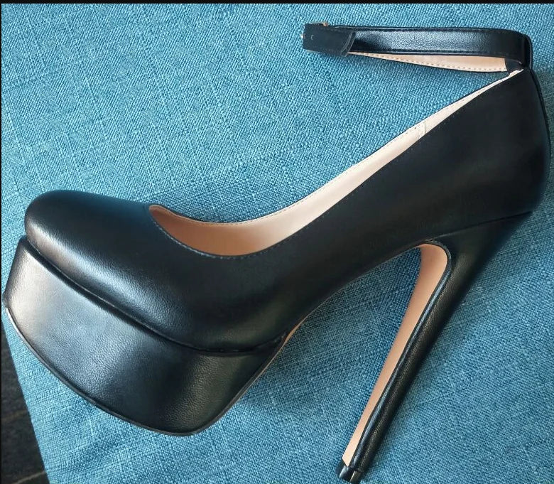 Onlymaker Frauen Plattform Mary Jane Pumps Riemchen Stiletto High Heels Kleid Schnalle Schuhe Große Größe Mode Party Dünne Fersen