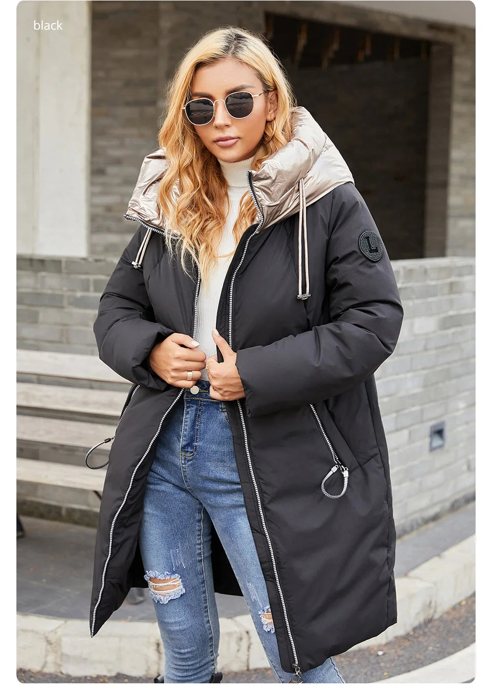 GASMAN 2022 frauen winter jacke Mid-länge warme Mode Mantel frauen zipper Mit Kapuze Kontras marke unten jacke weibliche 21113