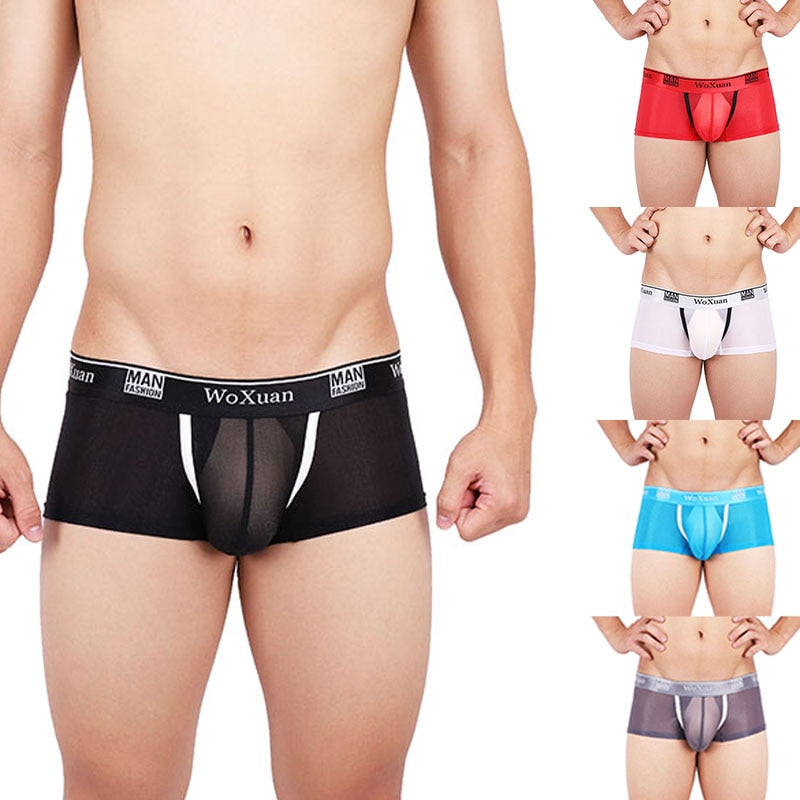Men Sexy Seamless Underwear Pants Boxershorts Male Mid-rise Mesh Slips Homme Panties Boxer Shorts M-XXL