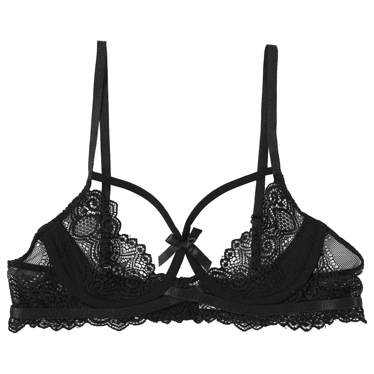 Damen sexy Blumen Spitze Viertel Tasse Push-up Bügel BH Tops aushöhlen Brust Bra lette Dessous Büstenhalter Unterwäsche