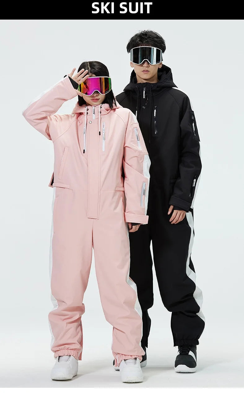 Winter Warm Einteiliges Ski Anzug Männer Frauen Winddicht Wasserdicht Snowboarden Overall Ski Anzüge Weibliche Schnee Kostüme