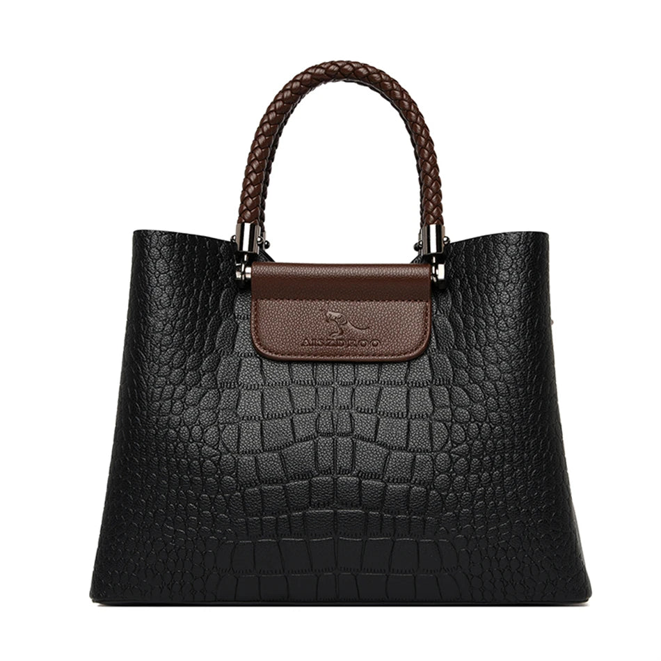 Echte Marke Leder 3 Schichten Alligator Umhängetasche für Frauen Weibliche Schulter Messenger Sac Luxus Designer Damen Handtaschen