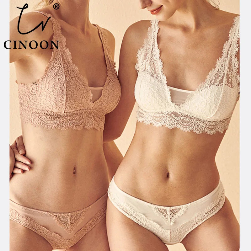 CINOON Fashion Sexy Bra set Women's push up Lace Underwear Panties Thin breathable bra set Jacquard Sexy Underwear Free Shipping