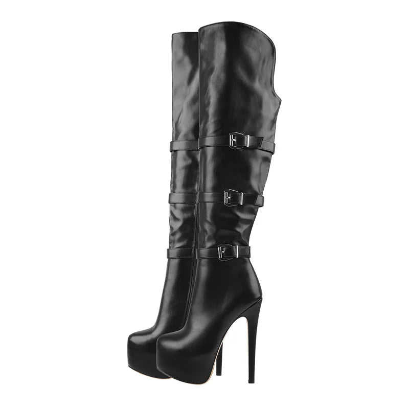 Only maker Frauen Plattform runde Zehen Stiletto Seite Reiß verschluss über dem Knie hohe Stiefel Lack leder rot Mode sexy Winters tiefel