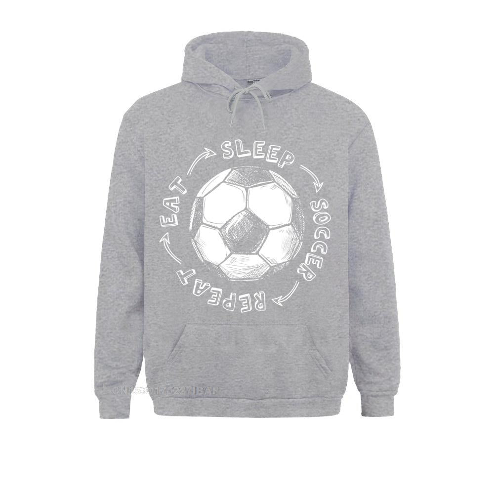 Eat Sleep Soccer Repeat Funny Boys Youth Player Hooded Pullover Hoodies New Design High Street Men Sweatshirts Fitness Hoods