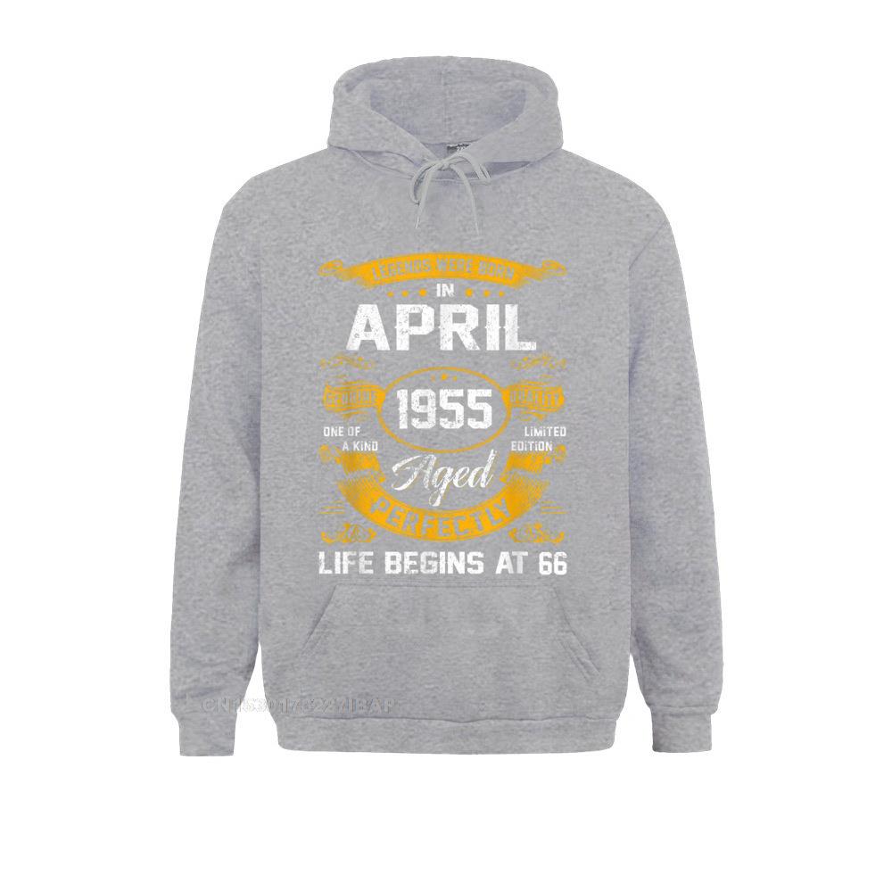 Legends Were Born In April 1955 66th Birthday Hooded Pullover Sweatshirts For Men Long Sleeve Outdoor Hoodies Newest Hoods Party