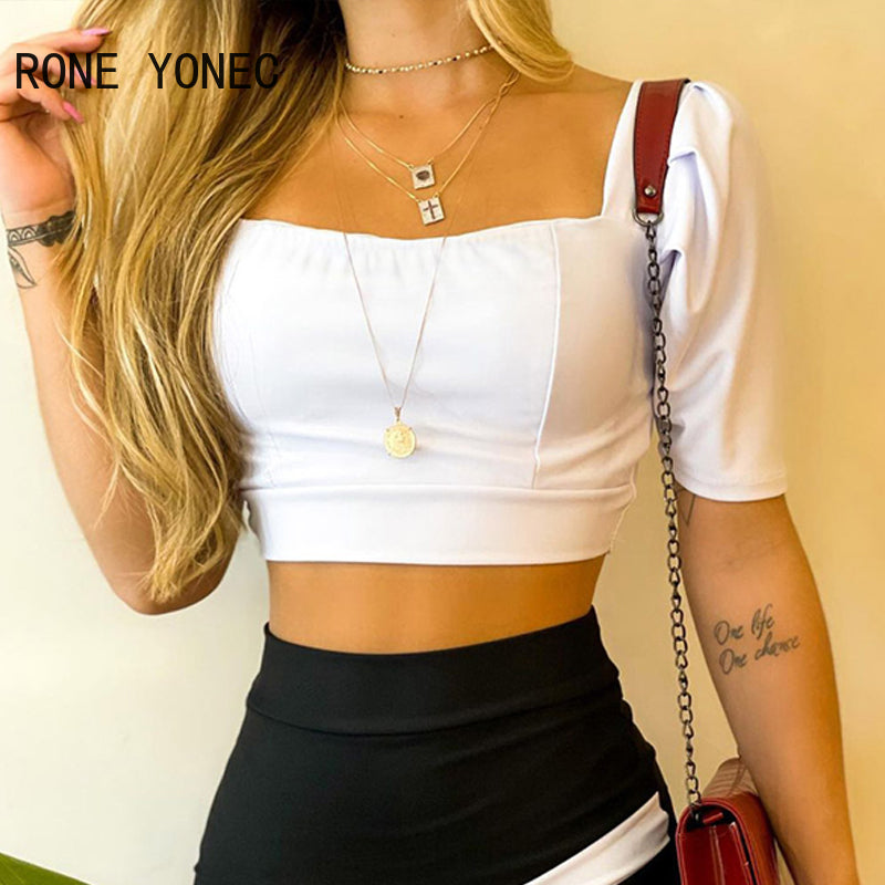 Frauen Plain Kurzarm Crop Top & Hohe Taille Colorblock Rock Set Sommer Urlaub Anzug