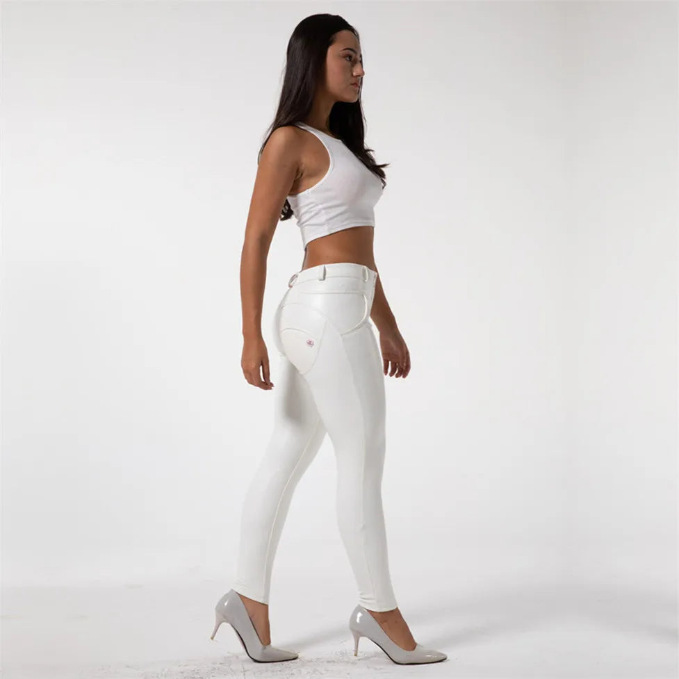 Shascullfites Melody Weiß Leder Hosen Frauen Pu Hosen Super Stretch Hüften Heben Gefüttert Leggings Für Winter Mid Aufstieg