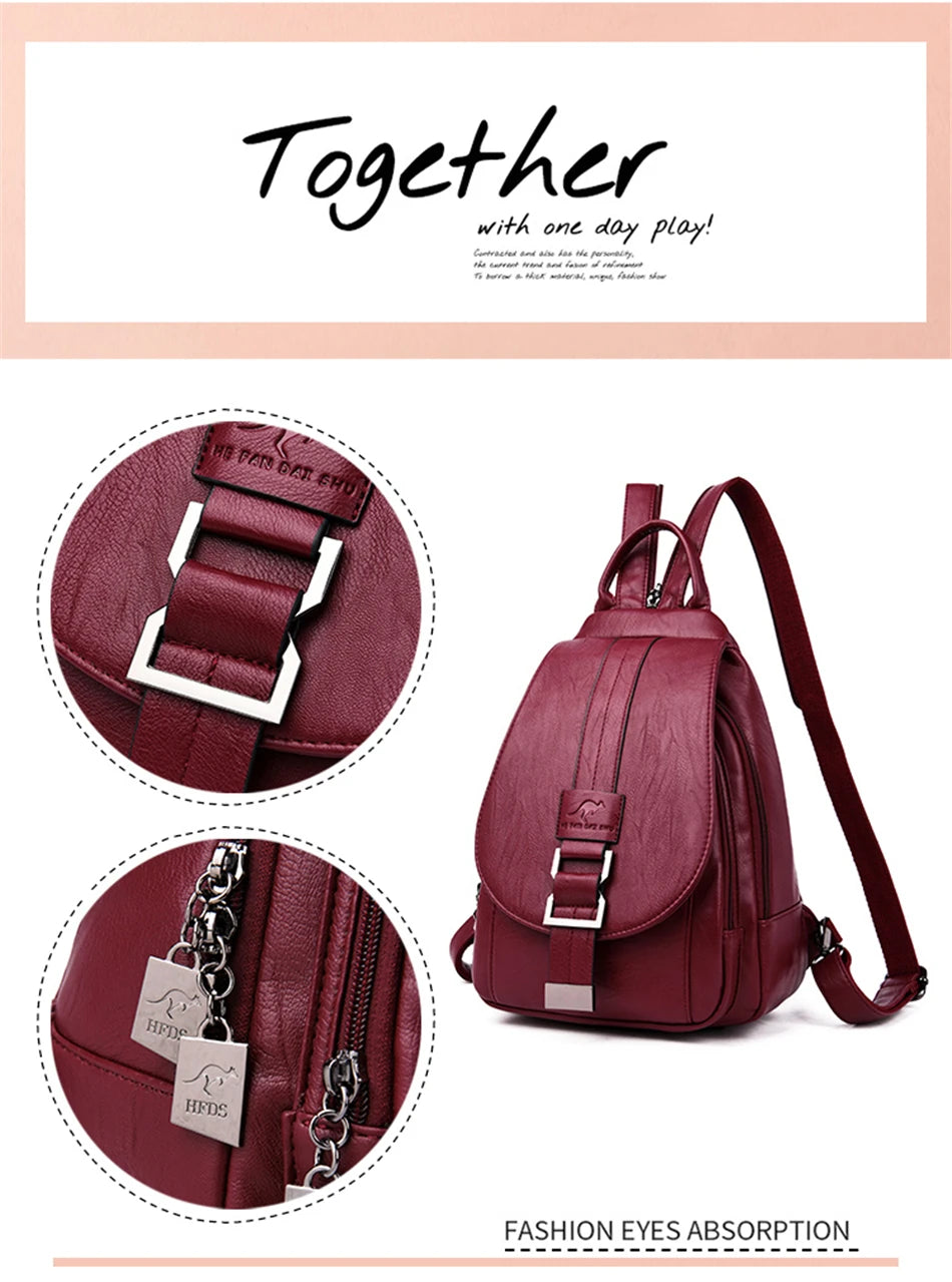 Frauen Anti diebstahl Rucksack Hohe Qualität Leder Schule Schulter Taschen Für Teenager Mädchen Multifunktions Rucksack Damen Brust Tasche