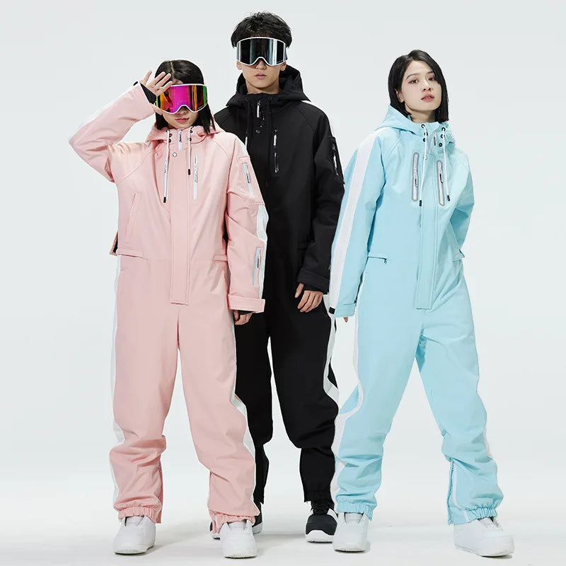 Winter Warm Einteiliges Ski Anzug Männer Frauen Winddicht Wasserdicht Snowboarden Overall Ski Anzüge Weibliche Schnee Kostüme