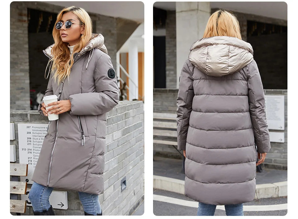 GASMAN 2022 frauen winter jacke Mid-länge warme Mode Mantel frauen zipper Mit Kapuze Kontras marke unten jacke weibliche 21113