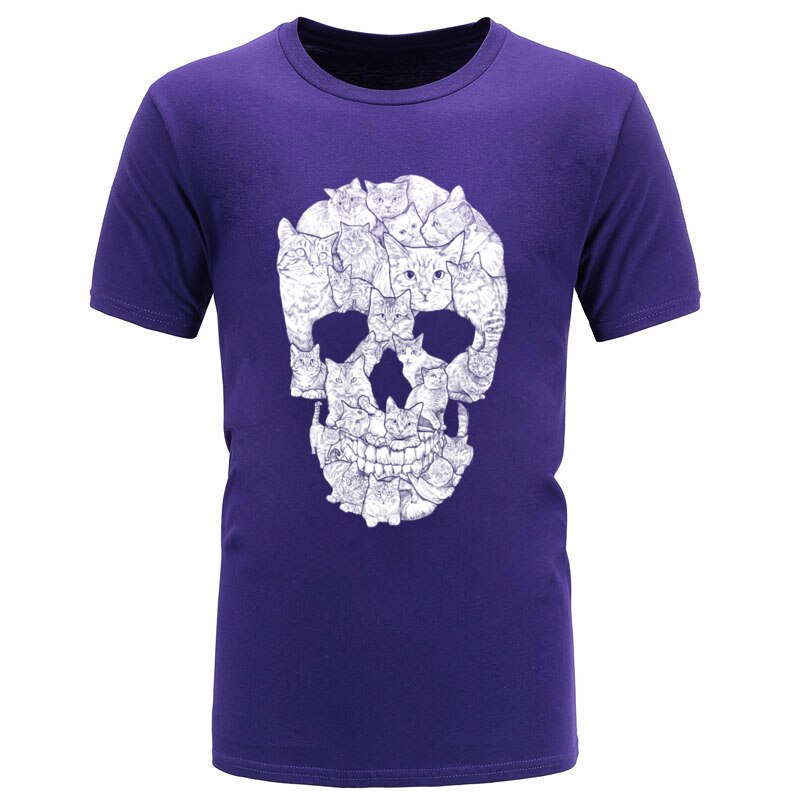 Leisure Sport Fashion Tee Shirt Cat Structure Skull Printed Tshirts Men Casual Oversized Sweatshirt High Quality Cat T Shirt Man