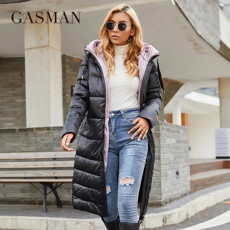 GASMAN Neue 2022 unten jacke weibliche Mode lange Designer frauen winter parka Marke Kontras warme outwear frauen mantel 21792