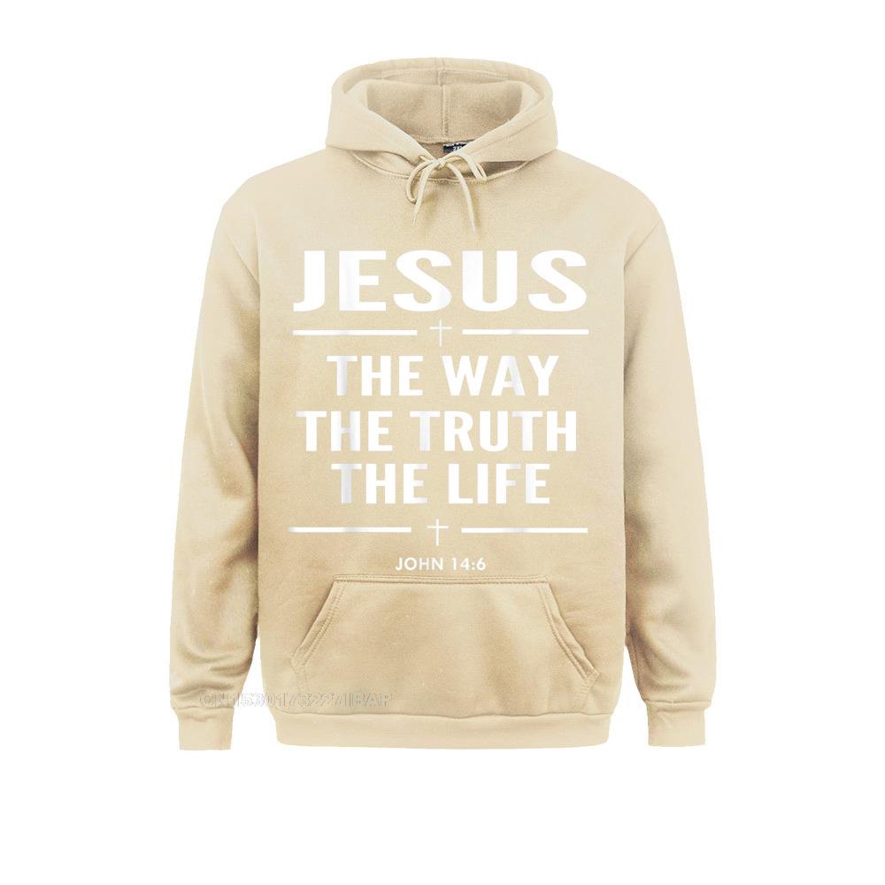 Jesus The Way The Truth The Life John 14 6 Christian Hooded Pullover Preppy Style Hoodies Fashion Men Sweatshirts Print Clothes