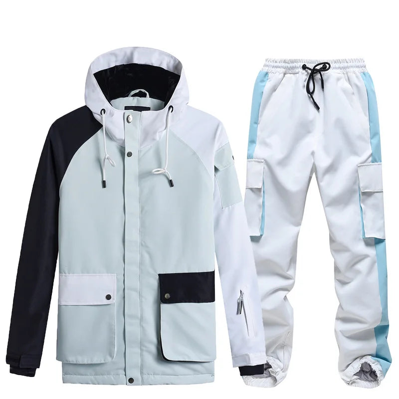 Neue Stil Farbe Passenden Snowboard Anzug Frauen Winter Winddicht Wasserdichte Warme Ski Jacke Hosen Anzug Schnee Overalls