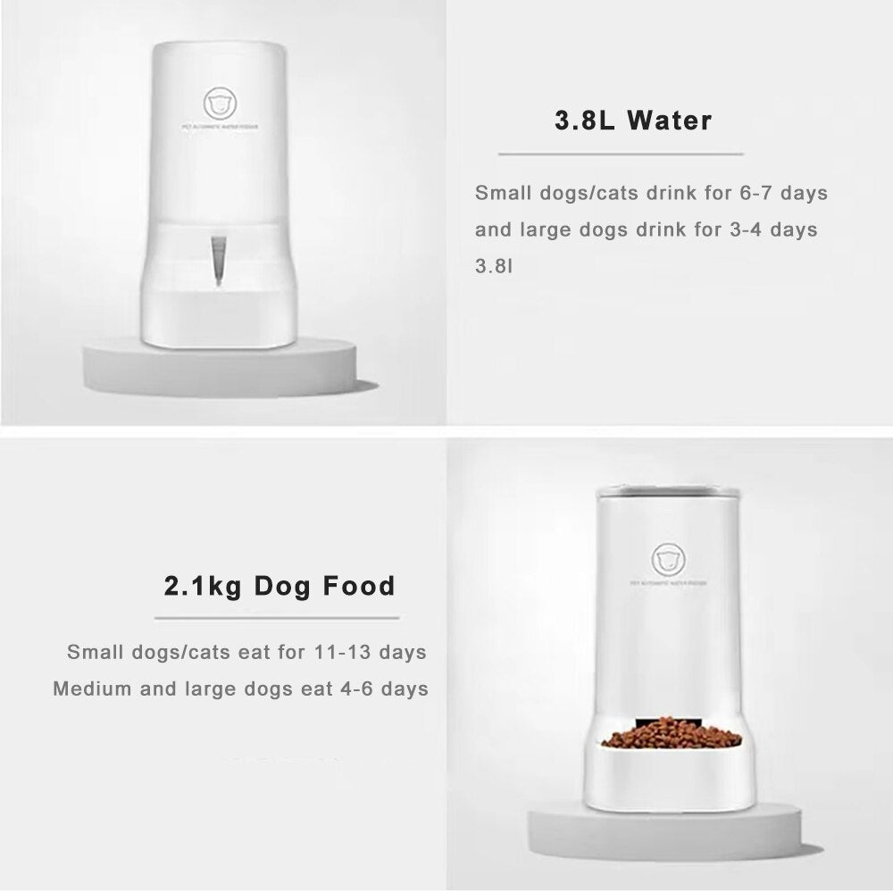Large Capacity Cat Automatic Feeder And Drinker Dog Water Dispenser  Pet Puppy Waterer Food Bowl Container Auto Feeders For Cats