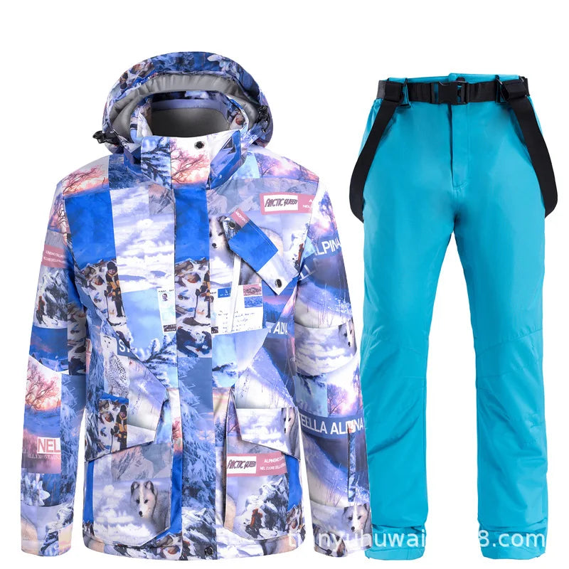 Neue Thermische Warme Männer Frauen Ski Anzüge Paare Winddicht Wasserdicht Snowboard Anzug Weibliche Schnee Overalls Skifahren Jacke Hosen Set